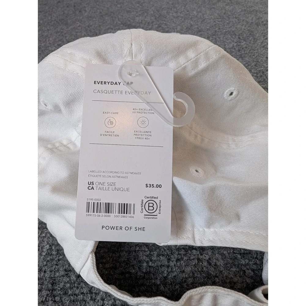 Athleta Power of She Hat White Cotton Everyday Cap Adjustable Strap New With Tag
